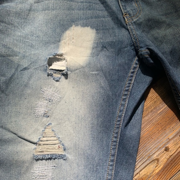 Bleecker & Mercer Mens Blue Distressed Destroyed Jean Shorts Size 34 W Hip Hop - Picture 7 of 14